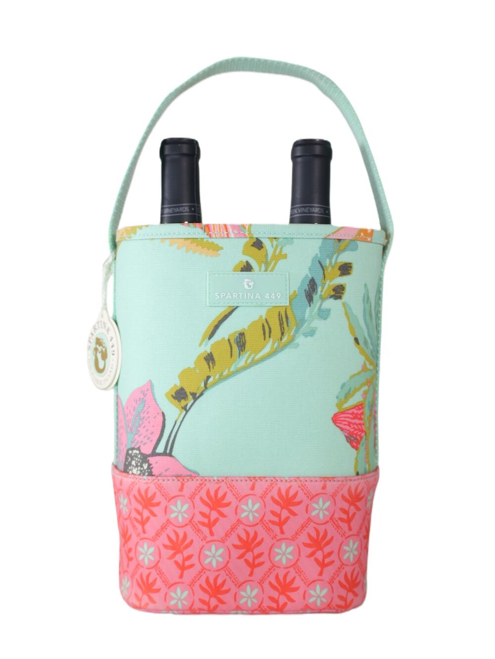 Spartina 449 Double Wine Caddy Coastal Tote Bag - Queenie Tropical Floral -NWT